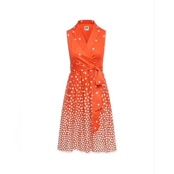 Scattered Dot Notch Collar Wrap Dress in size 14 - Picture 2 of 3